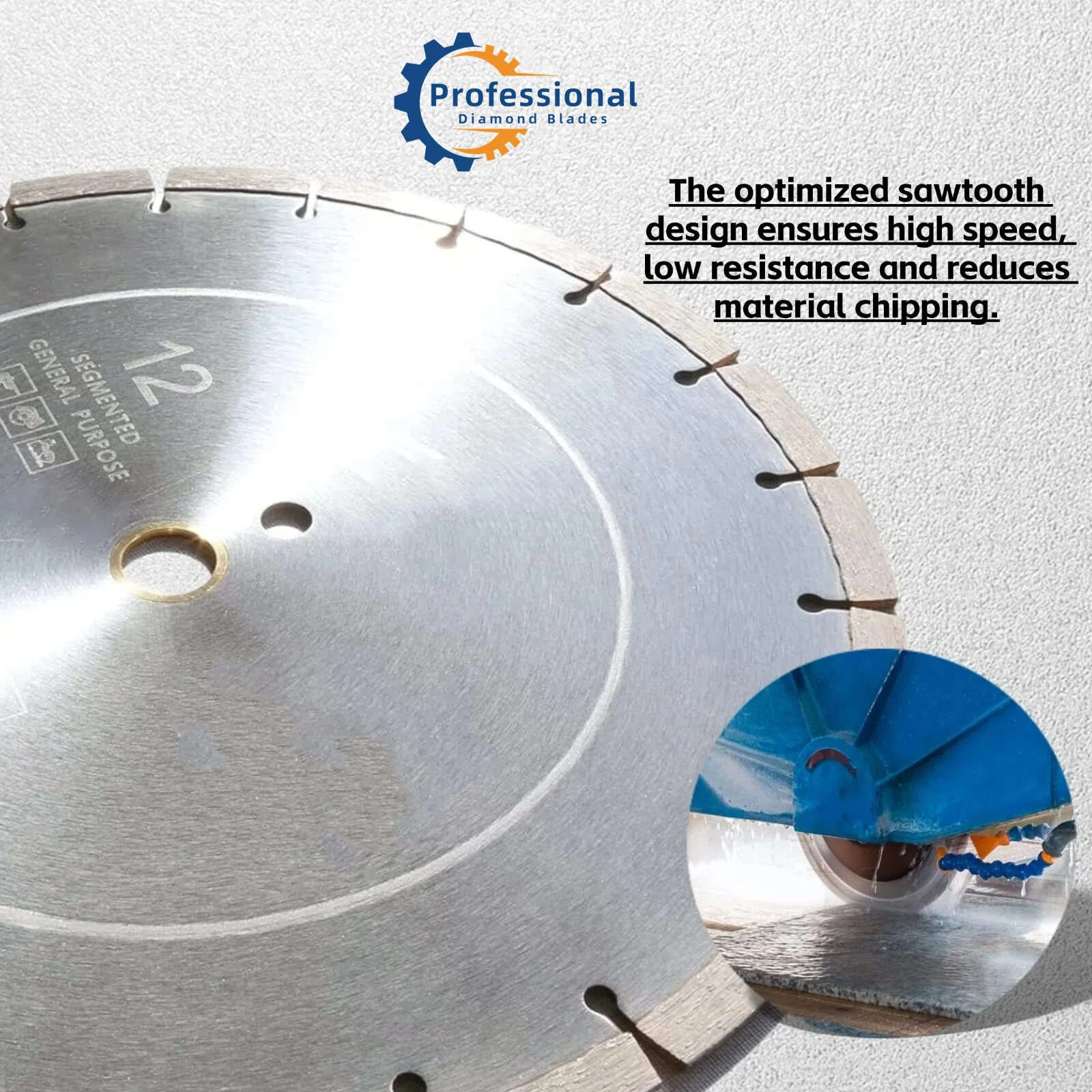 

12 Inch Concrete Diamond Blade, Arbor 1”-20mm, Laser Welded Dry or Wet Cutting Saw Blades for Marble Stone Brick Masonry Paves.