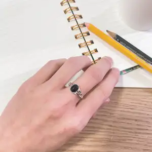 Bali Silver Stelling 925 Đi bộ với Onyx màu đen và Đá quý cho món quà của Đảng Nữ 6 Bán bạc chính Bali 925 - №6