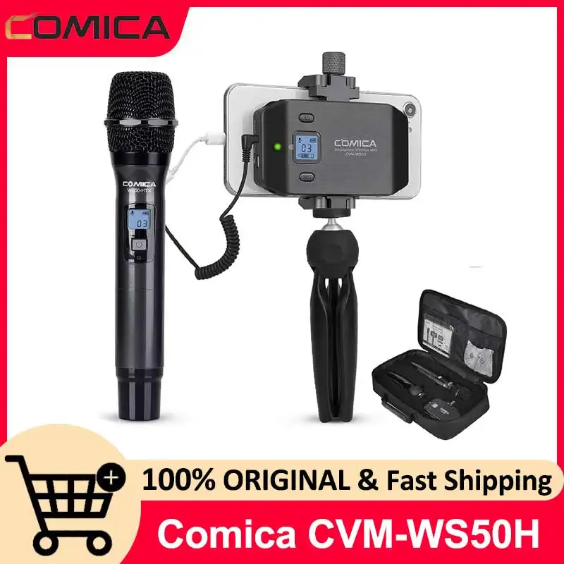 

Comica CVM-WS50H Handheld Microphone UHF Wireless Microphone 6 Channels Condenser Mic for iPhone Android Camera Gopro