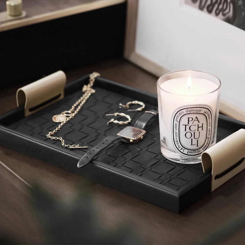 OEM 우아한 데스크탑 수납 트레이 인조 가죽 화장대 정리함 향수 보관함 장식용 수납 트레이