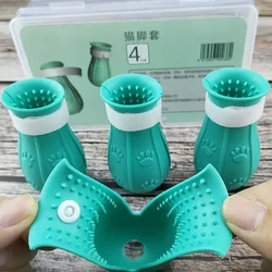 Cat Shoes Cat Claw Protector Bath Anti-scratch Shoes Adjustable Pet Bath Wash Boots Cats Paw Nail Cover Pet Grooming Supplies