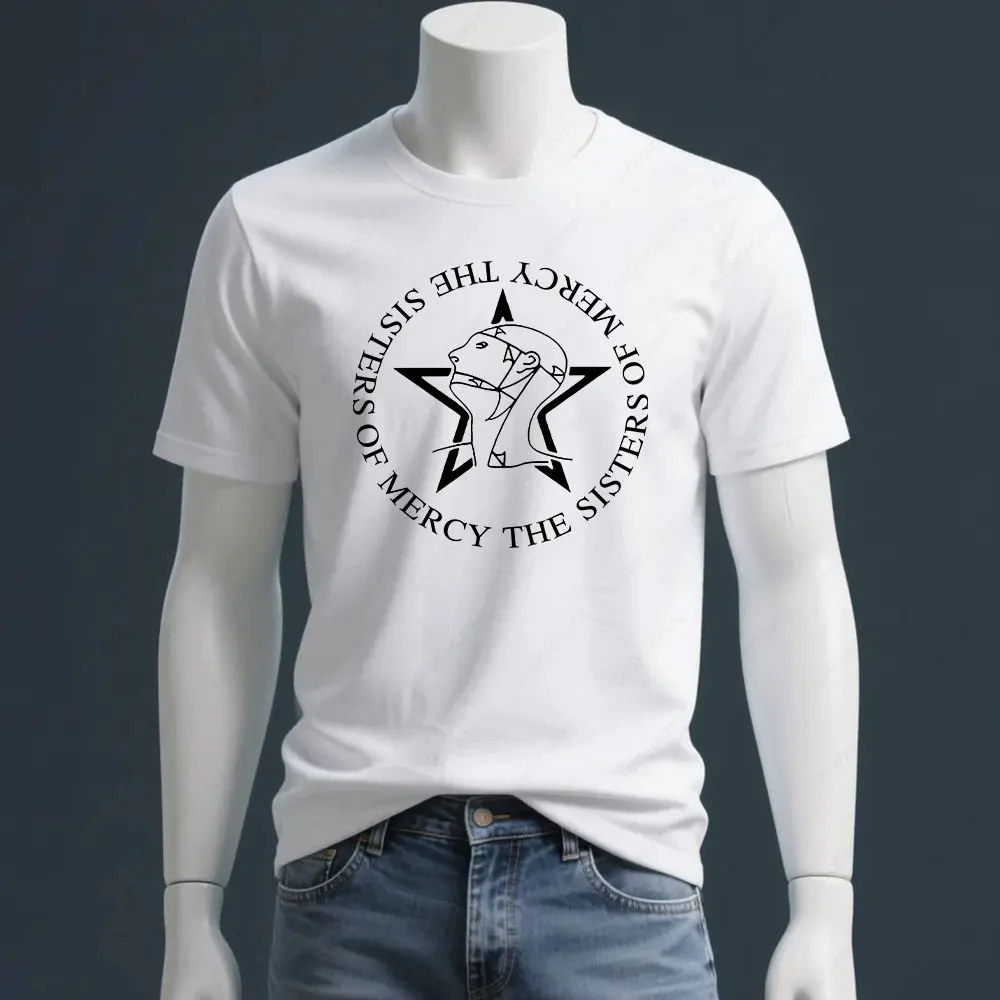The Sisters of Mercy T-Shirt Post Punk Goth Rock Band Men and Women Tee Hot Sale Short Sleeve O-neck Soft Streetwear Style Tees