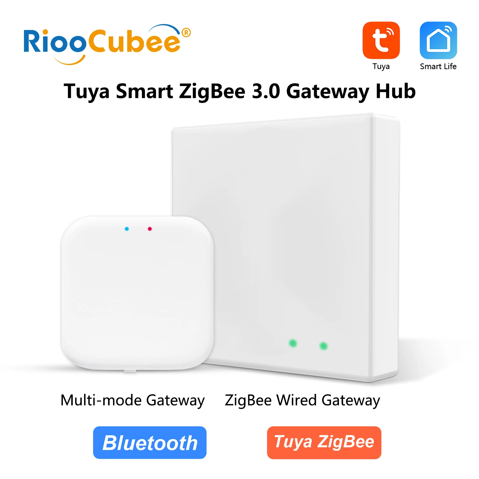 RiooCube Tuya ZigBee 3.0 Wired Gateway and Wireless Muti-mode Bluetooth Hub Smart Life App Remote Control