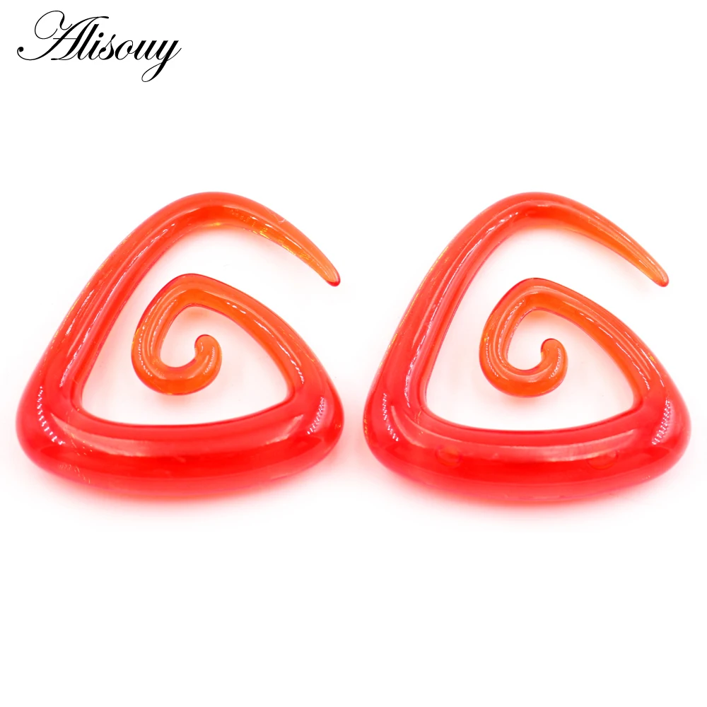 Alisouy 2pcs 1.6-10mm Irregul Triangle Acrylic Spiral Ear Tunnels Plugs Expander Stretcher Earrings Gauges Body Piercing Jewelry