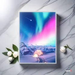 tiktok hot beautiful aurora light painting, HD Christmas home creative decoration photo frame, USB dimming neon mood light gift