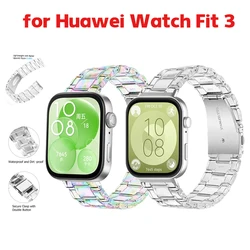 Transparent Resin Bracelet For Huawei Watch Fit 3 Colorful Lightweight Resin Strap For Huawei Watch Fit 3 Smartwatch Wristband