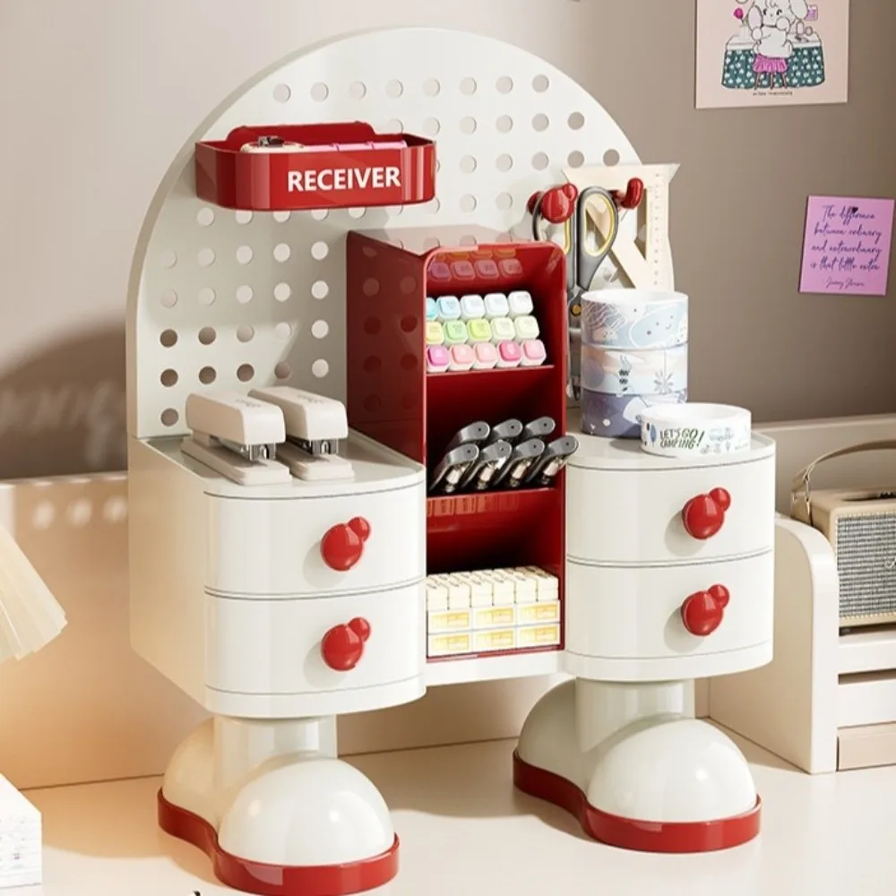 Plastic Hole Board Storage Rack Large Capacity Organizer Desktop Stationery Storage Box Vertical Drawer Style Student Pen Holder