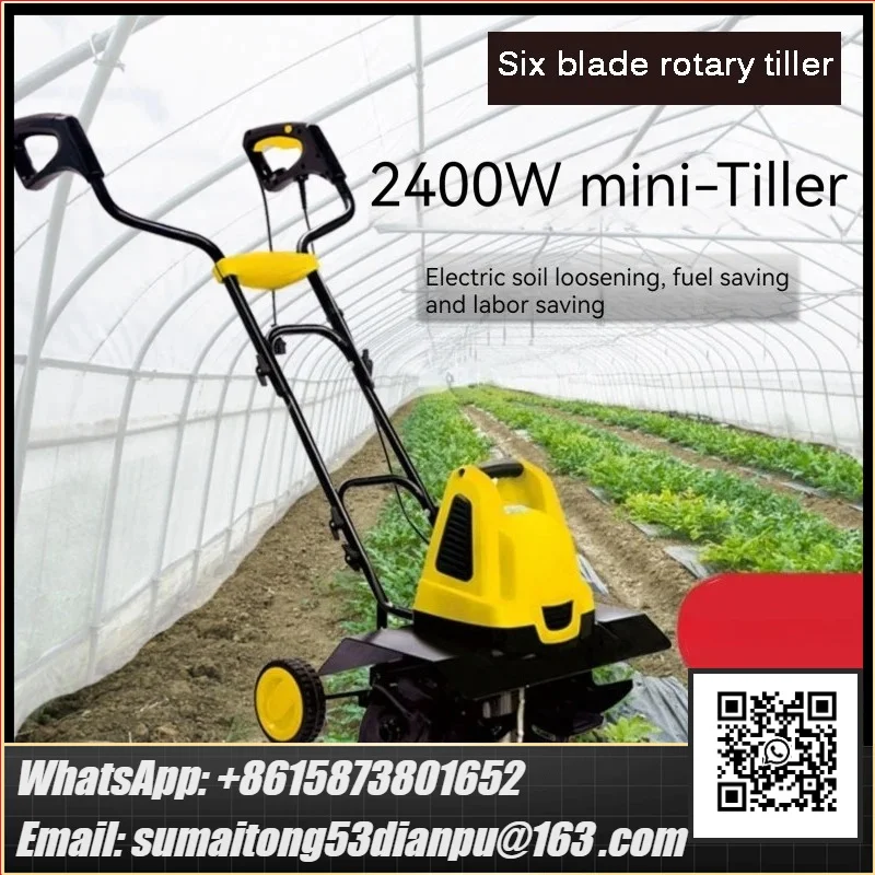 2400W Small Agricultural Plowing Machine Household Plowing Digging Orchard Electric Scarifier Micro-Tiller Tiller