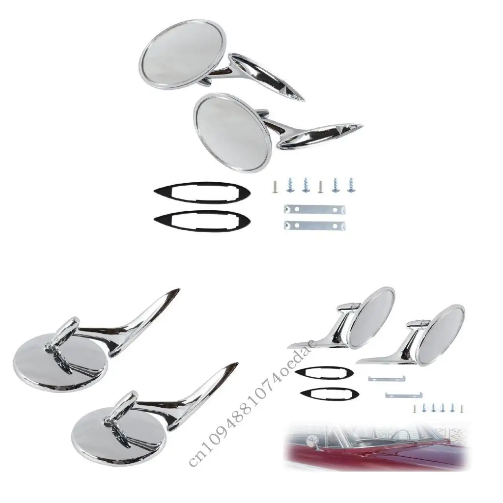 Round Rearview Mirror With Wide View For Safety Metal Construction Retro 654394765672