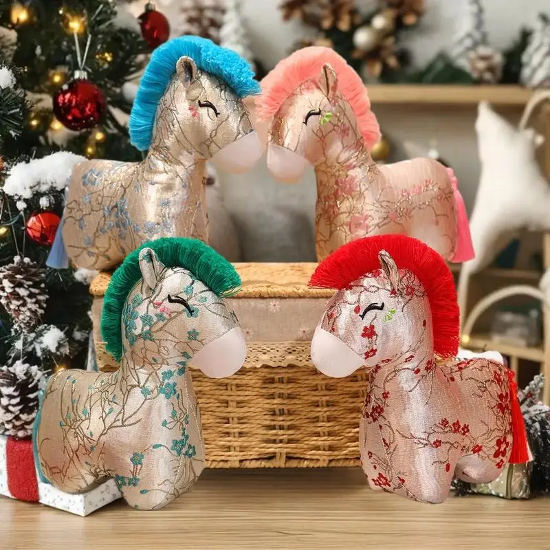 حلقة مفاتيح على شكل حصان كرتوني، دمية محشوة على شكل حصان قطيفة رائعة، مثالية للتعليق على الحقائب أو السيارات #2