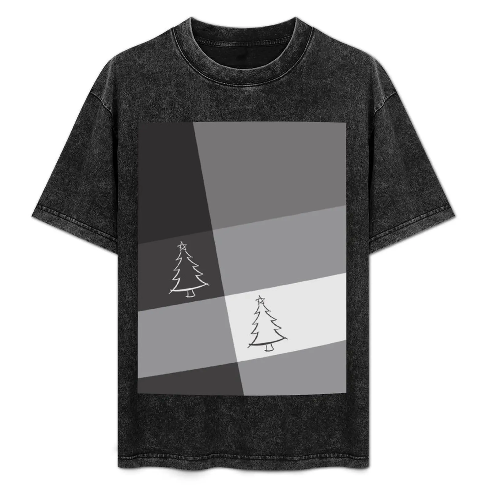 

Christmas Tree with Star Sketch Diagonal - Simple Modern Minimal T-Shirt Large Size Casual Short Sleeve Top