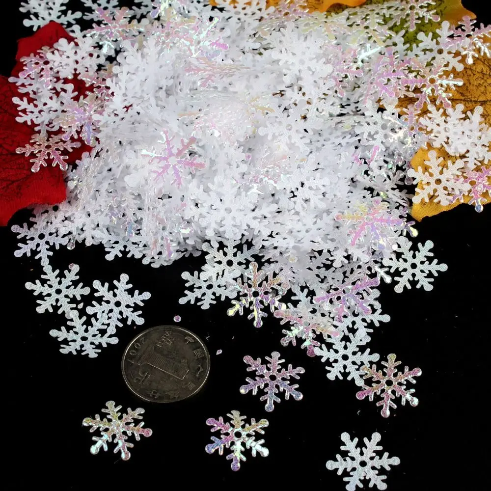 Mehrfarbiges Weihnachtsschneeflocken-Konfetti zum Selbermachen, 1,5 cm/2 cm/3 cm, künstliche Schneeflocken, glitzernde Schneeflocken-Pailletten, Weihnachtsbaum