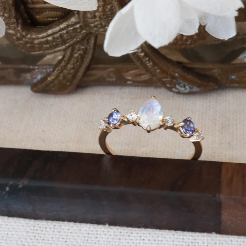 925 Sterling Silver Open Finger Ring Blue Deep Light Golden Elegant Vintage For Women Girl Jewelry Gift Dropship Wholesale