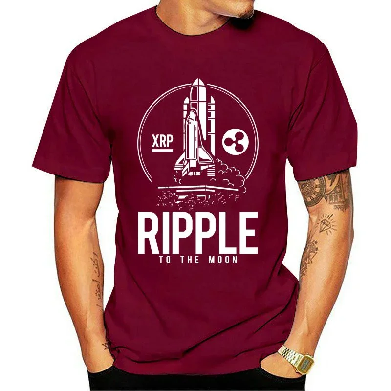 New Ripple To The Moon T-Shirt - BTC XRP - Bitcoin Crypto 2021 T Shirts Funny Tops Tee 2021 Unisex Funny Tops Black Style Plus S