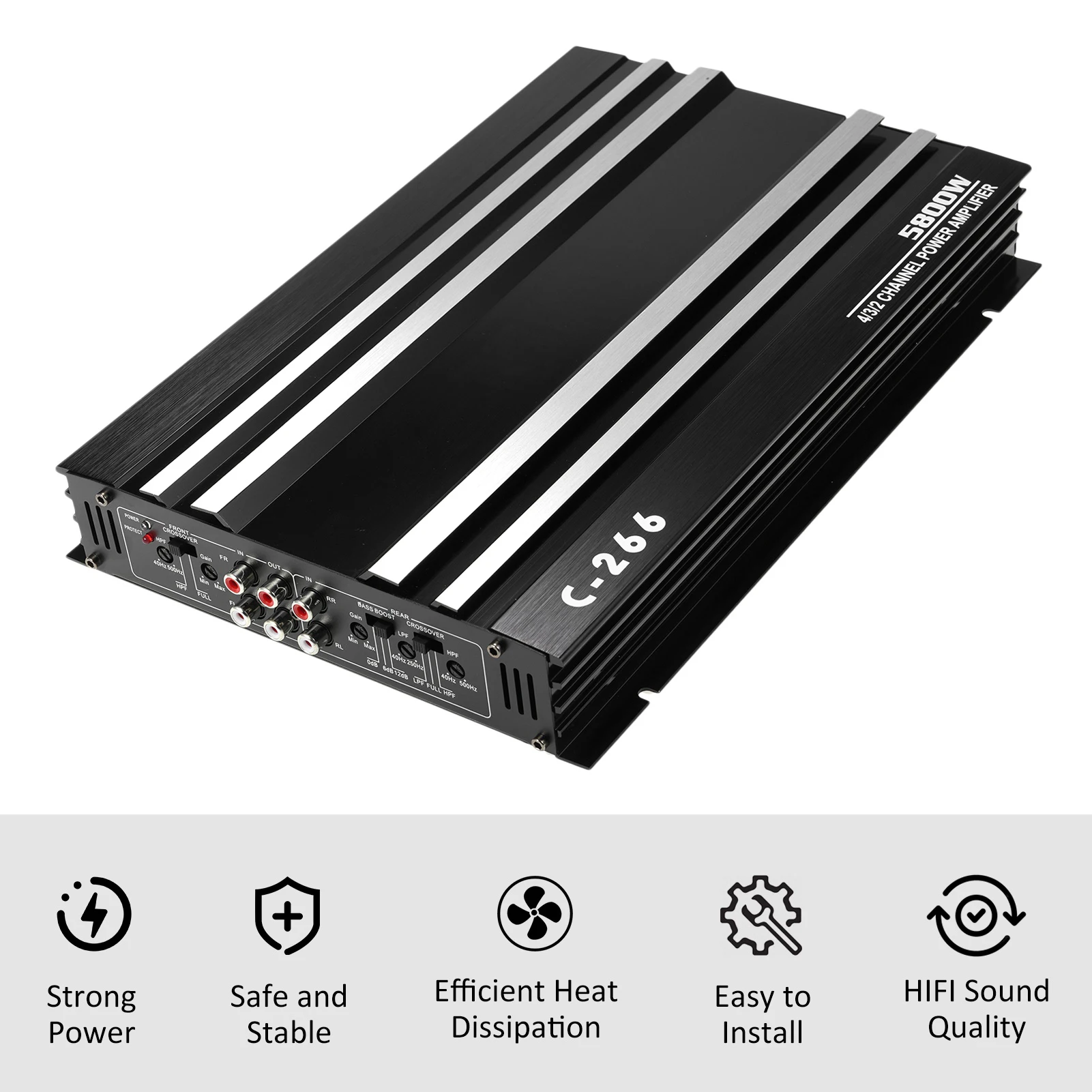 Car Power Amplifier 12V 4 Channel High Power Audio Speaker Amplifier Black Audio Amplifier Power Amplifier