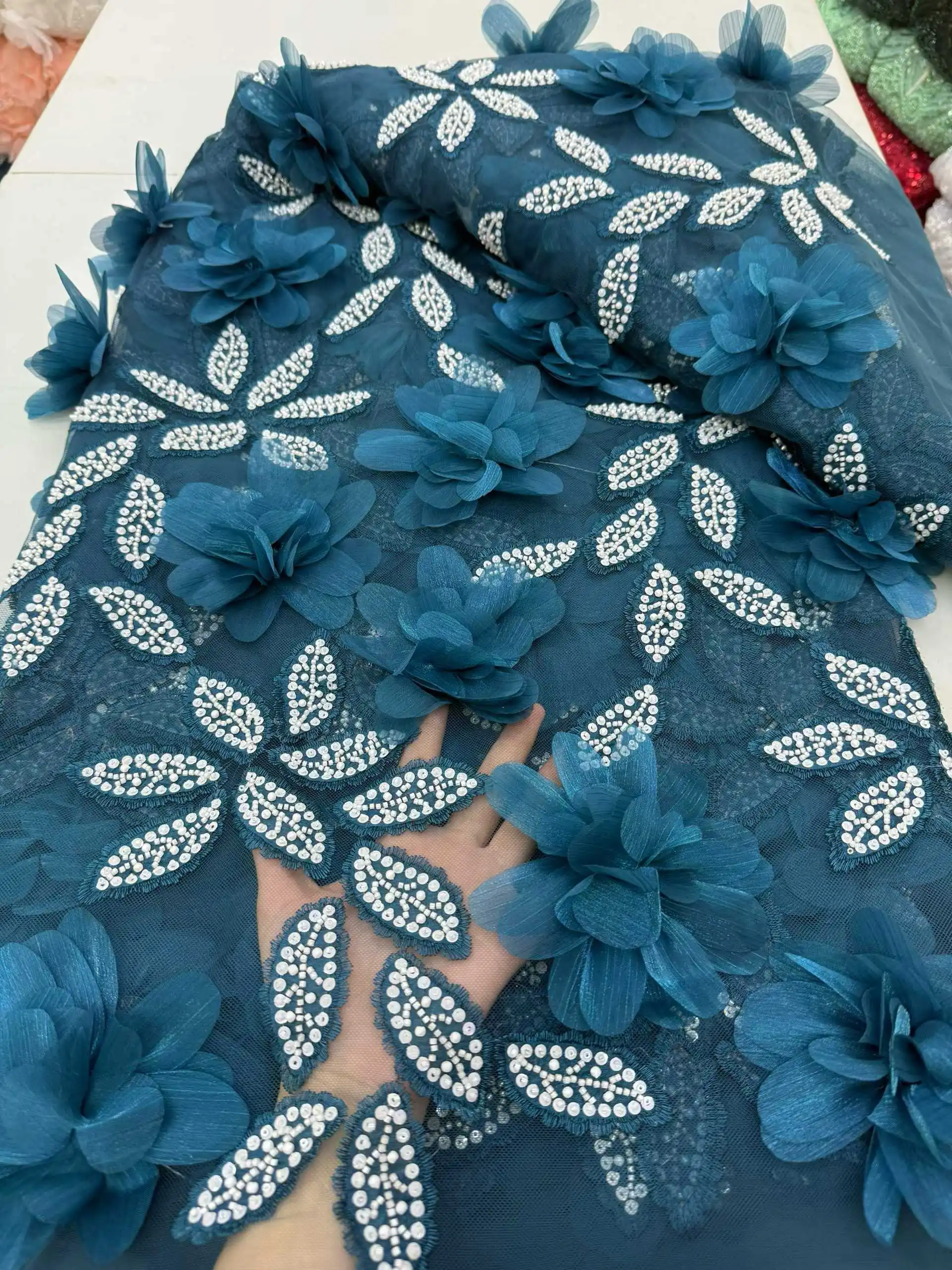 2026 High Quality French Tulle Net Sequins Fabrics Luxury Beaded Lace Fabric African Lace For Wedding Dress Women JY80TY17