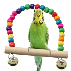 Bird Swing Toy Parrot Cage Toy Natural  Perch With Plastic Beads Bird Toys Set Swing Chewing Training Toys Swing Bird Supplies