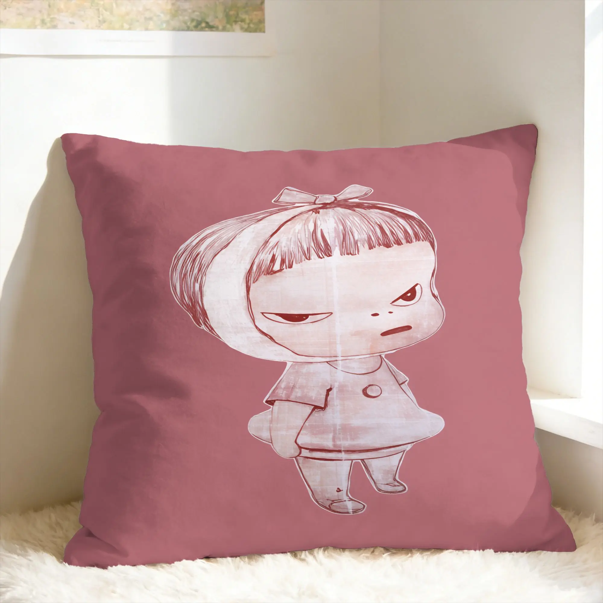 Y-Yoshitomo Nara Pillow Case  Comfy Pillow Cover Kawaii Pillowcases For Sofa Home Decor