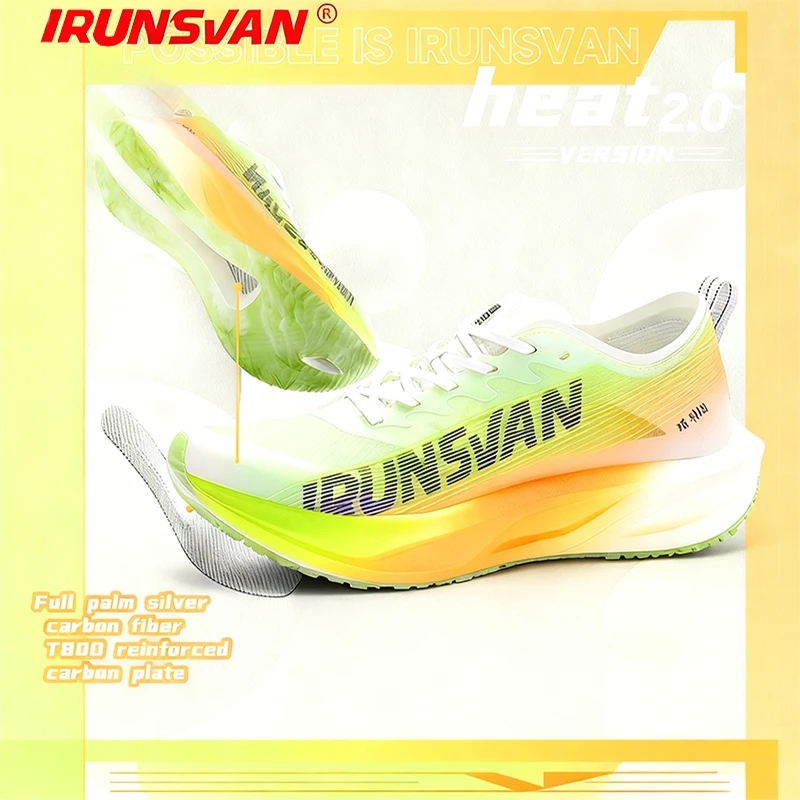 

IRUNSVAN Carbon plate marathon running shoes professional test sports shock absorbent lightweight stretch sneakers