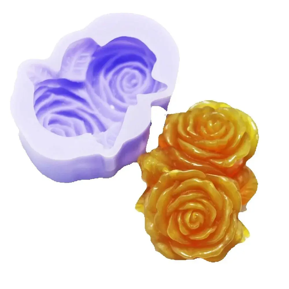 3D Roses Silicone Mould for Handmade Soap Candles Pastry Chocolate Cake Icing Decor Flower Topper & Bud Baking Mold