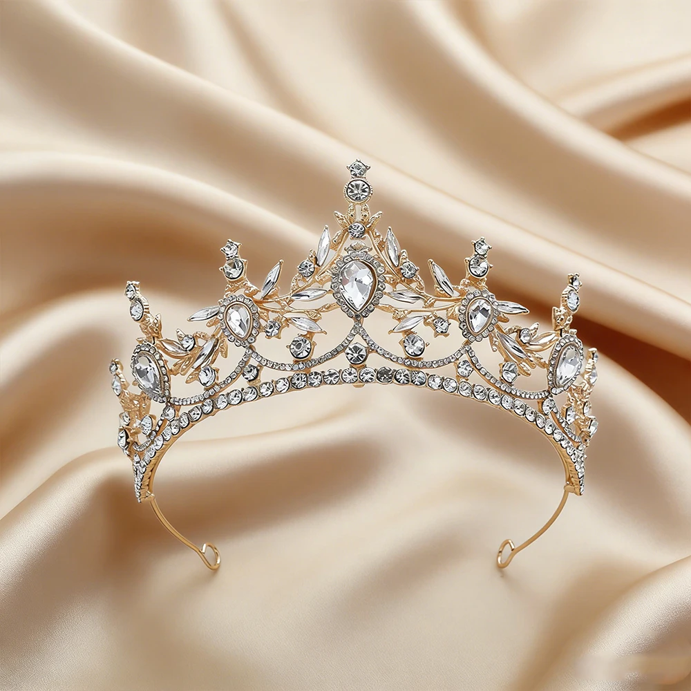 8styles Niche Classical Color Irregular Droplet Gemstone Bridal Crown Princess Baroque Wedding Dress Elegant Banquet Headwear ﻿