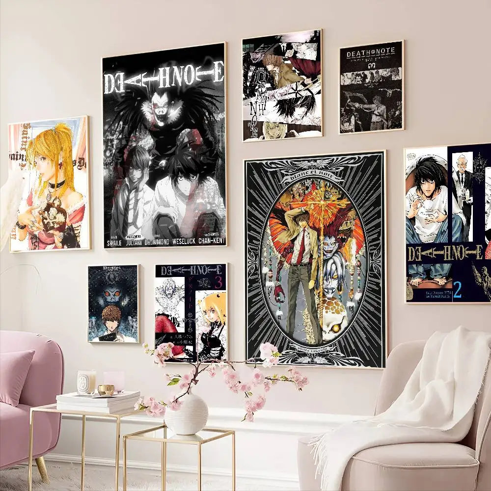 Anime Death Note DN L Vintage Posters Sticky Retro Kraft Paper Sticker DIY Room Bar Cafe Kawaii Room Decor