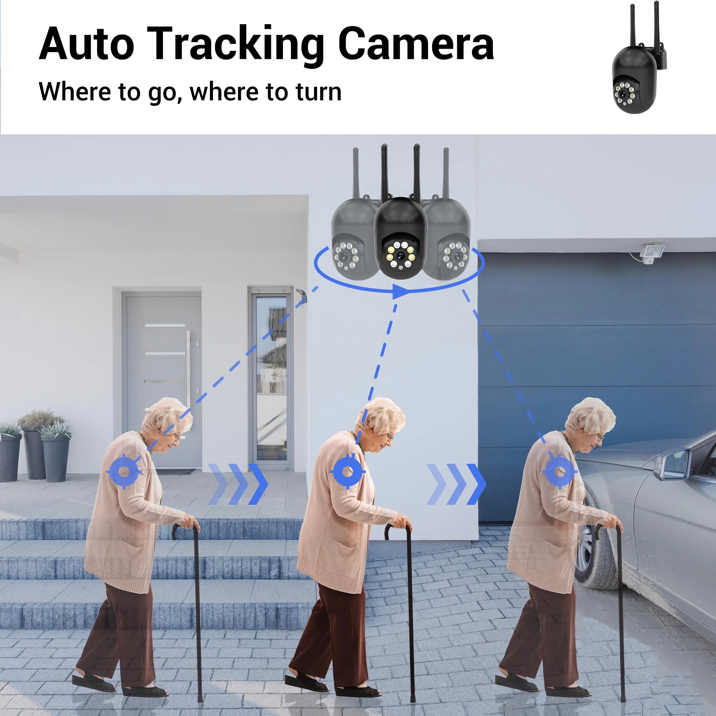 Ease Life APP 4PCS Upgraded Black 5G/2.4G WiFi Security Camera Color Night Vision Motion Detection Tracking Indoor Outdoor AI