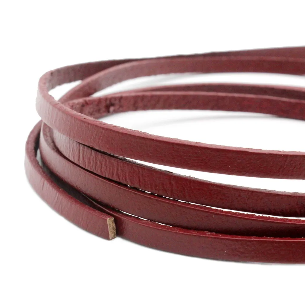 

Jewelry Making Flat Leather Strip 5mmx2mm Real Leather Cord Maroon