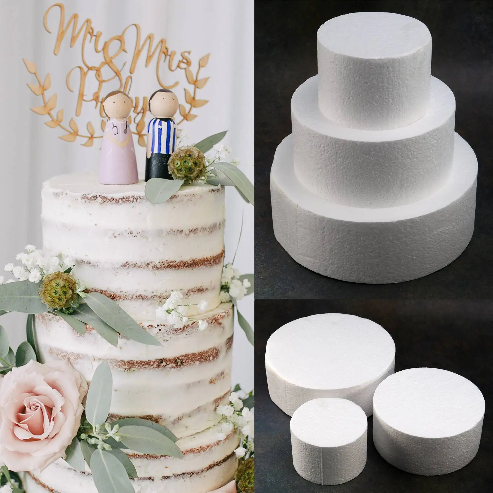 Round Cake Dummy 4 Inch / 6 Inch/ 8 Inch (Cake Dummy Set 4 Inch 6 Inch 8 Inch)-A21R