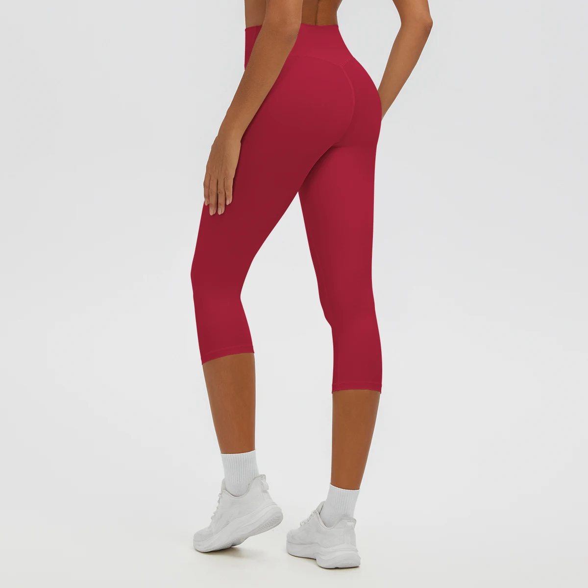 Damen-Yoga-Hosen in mittlerer Länge, einfarbig, mit hoher Dehnbarkeit, Damen-Leggings, Capri-Hosen, für Sommer, Sport, Fitnessstudio, Outdoor-Aktivitäten, Laufen, Damen-Hosen. – Detail 36