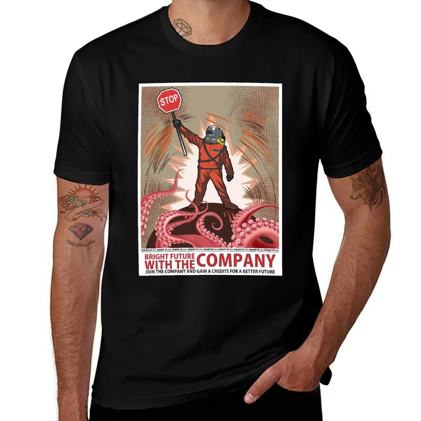 Lethal Company Join The Company Poster Graphic T-Shirt Unisex Cotton Casual Short Sleeve Tee Tops For Video Game Enthusiasts