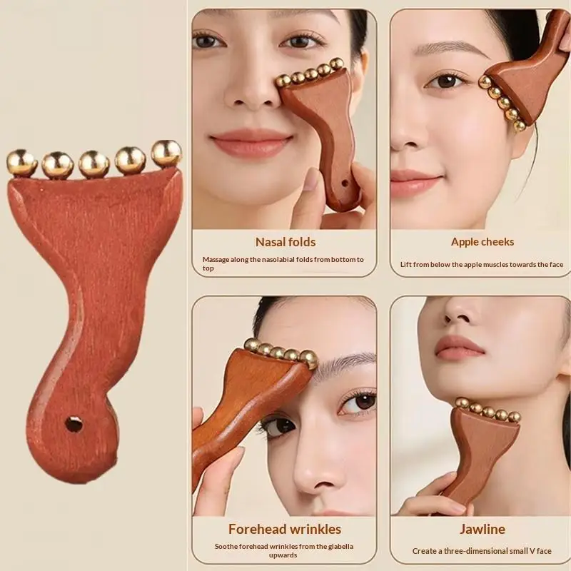 Hot Meridians Massage Comb Copper Sandalwood Meridians Comb Needling Guasha Scalp Massage Brush Relax Body Massager