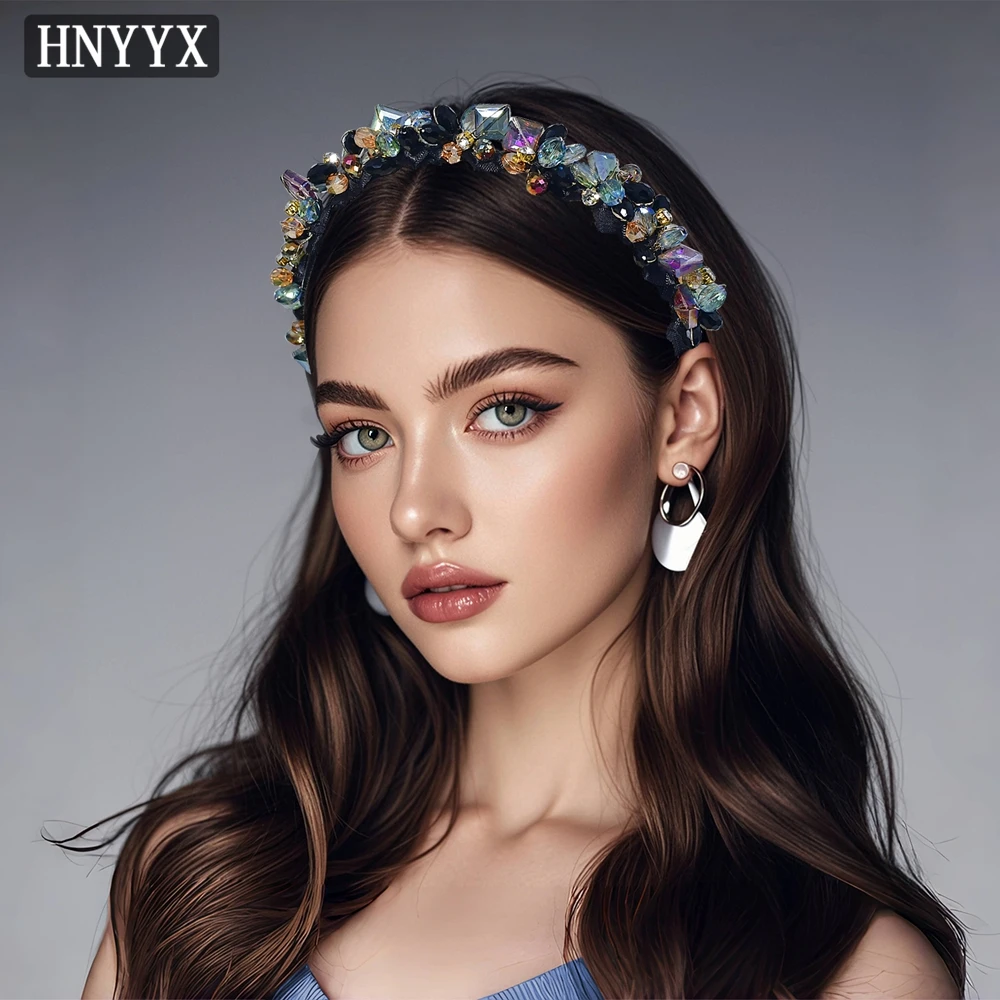 HNYYX Luxury AB Crystal Teeth Headband Non-slip Head Hoop Vintage Headbands Bride Wedding Headpieces Hair Accessories A401