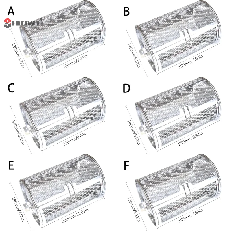 Stainless Steel Grill Rotisserie Oven Kitchen Fry Basket Coffee Bean Rotating Grilled Cage Drum Rack Air Fryer Accessories