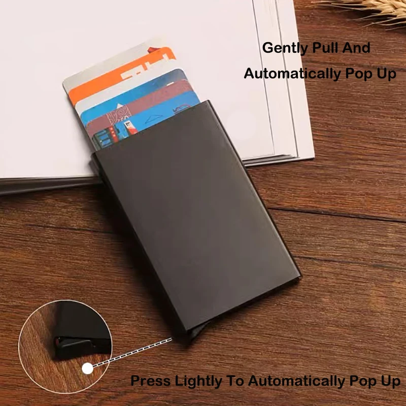 Anti-theft ID Credit Card Holder Thin Aluminium Metal RFID Wallets Pocket Case Automatic Pop Up Bank Women Men Credit Card Box