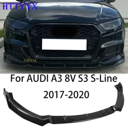 Gloss Black Car Front Bumper Splitter Lip Diffuser Body Kit Spoiler Guard For Audi A3 S3 8V S-Line 2017 2018 2019 2020