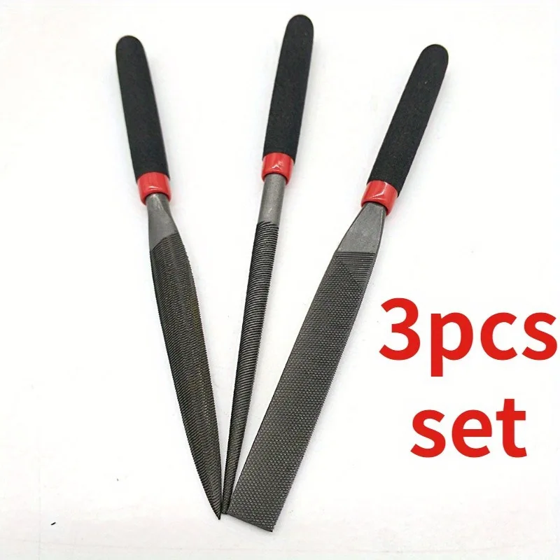 3pcs Hand Tool Small Steel Files Craft Carpentry Tools Needle Flat File Flat File 118mm Length Needle Filing Metal