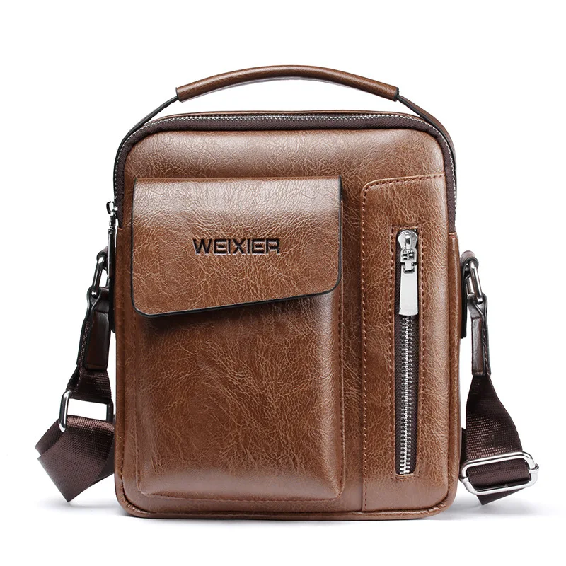 Bolso de hombro Vintage para hombre, maletín de cuero PU, bolso de mensajero cruzado informal de negocios, bolso lateral