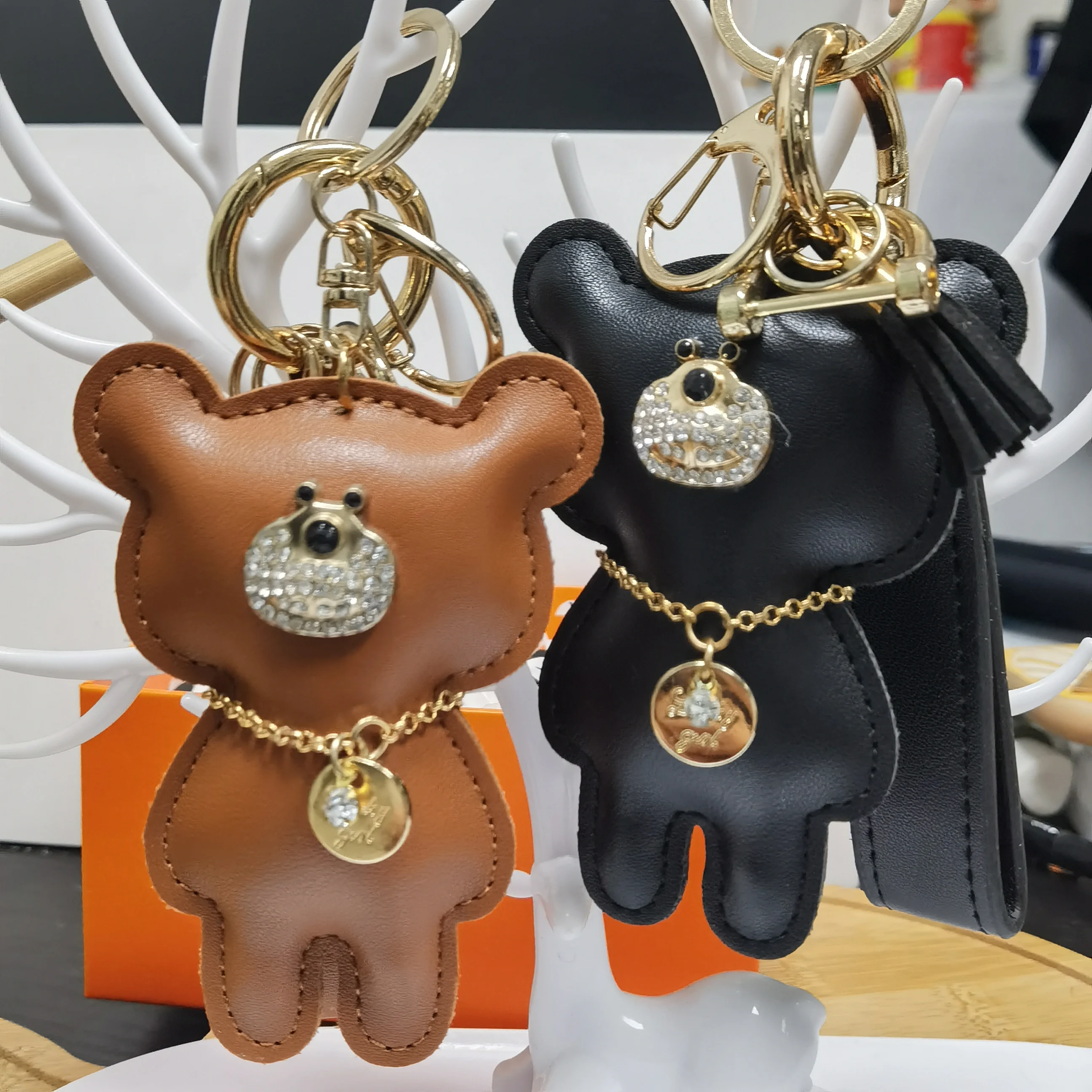 High quality stuffed bear animal key chain belt car key chain bag pendant package decoration decoration birthday gift