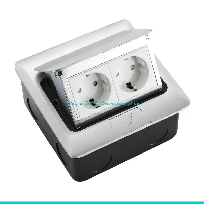 H7BF Flat Floor Concealed Electrical Socket 2 Way Floor Socket Electrical Switches For Home Office Table Easy to Install