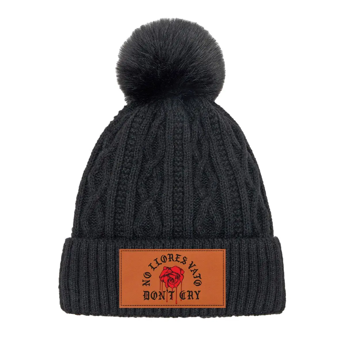 No Llores Vato Bold Phrases, Latino Spirit y Attitude Chic Gorro de punto con pompón para citas y compras