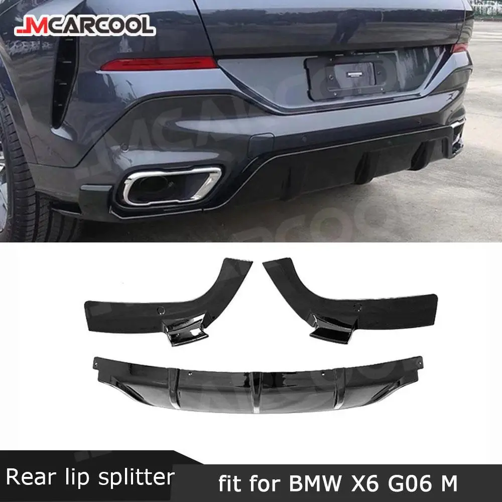 

JMCARCOOL ABS Rear Bumper Diffuser Lip for BMW X6 G06 M Sport 2020- 2022 Car Boot Exhaust Bracket Splitter Spoiler