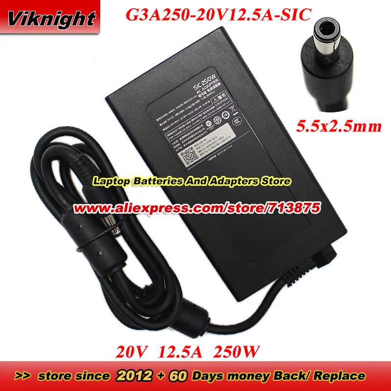 Genuine G3A250-20V12.5A-SIC AC Adapter 20V 12.5 A250W G3A25020V12.5ASIC For MECHREVO 5070 16 PRO lapotp with 5.5x2.5mm Tip