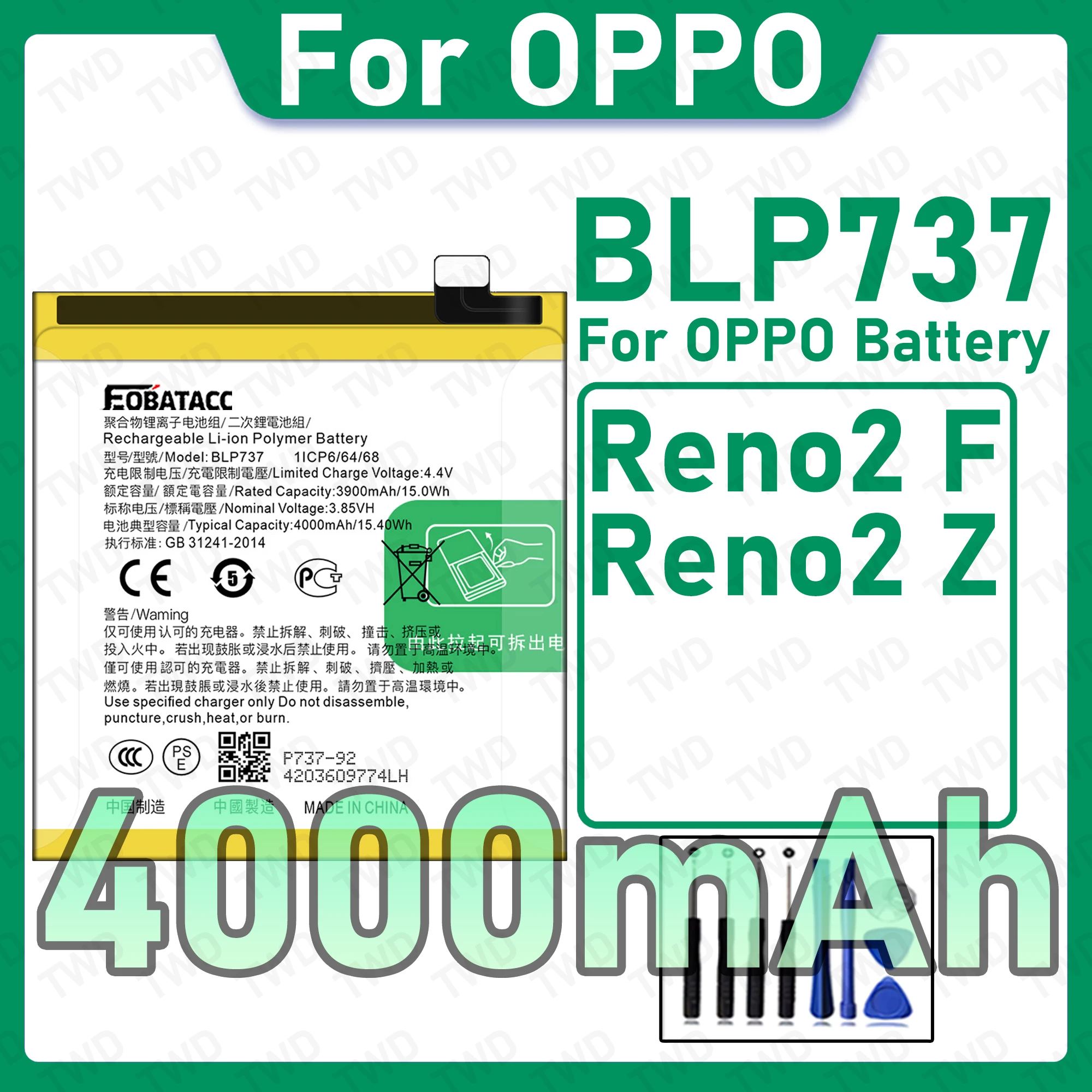 BLP737 Brand New High Capacity Rechargeable Li-ion Replacement Battery For OPPO Reno2 F Reno2 Z Bateria+Free Tools