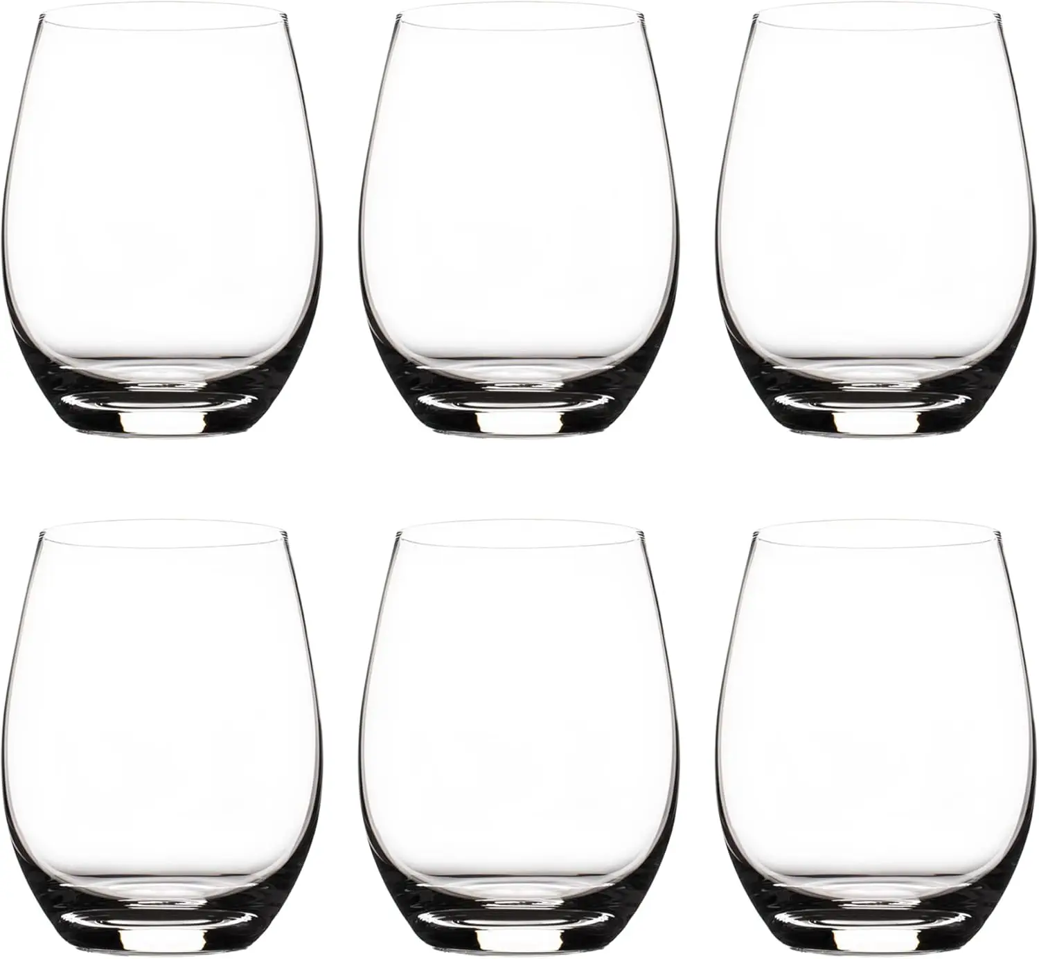 

Premium Crystal Stemless Wine Glasses Set of 6, 15oz Lead-Free Red or White Wine Glass, Water Juice Glasses, All-Purpose