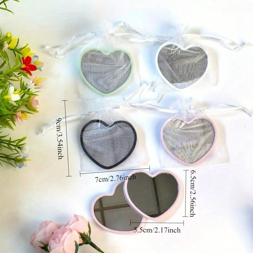 24 طقم مرآة محمولة على شكل قلب، بما في ذلك 12 مرآة و12 جيب برباط، وهدايا الحفلات #6