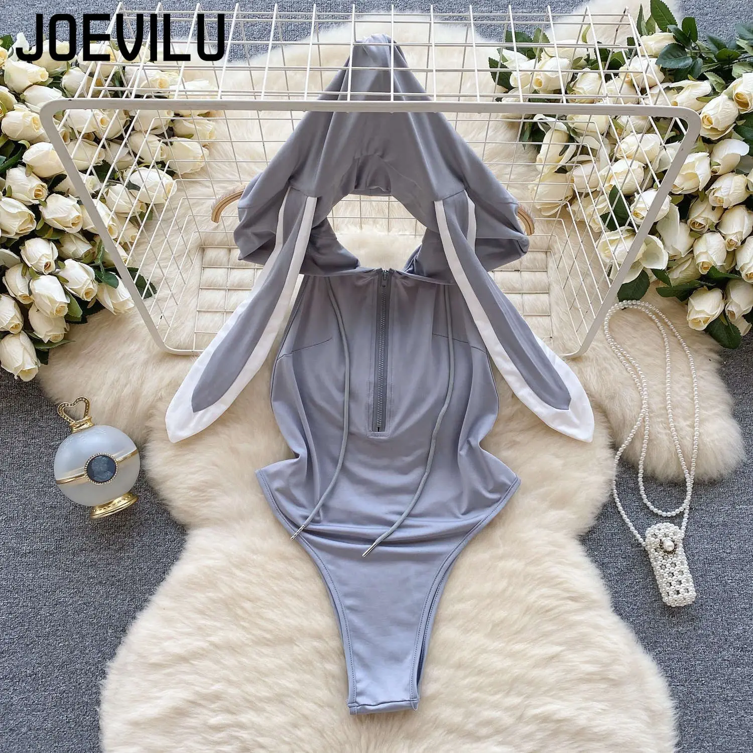 JOVEILU مثير المثيرة مقنعين ارتداءها الأرنب دور اللعب موحدة عارية الذراعين السيدات سر زي الصيف تاريخ الحفلات منامة مغر