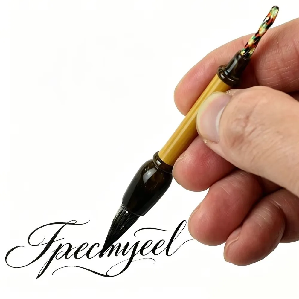 Portable Mini Chinese Calligraphy Brush 9cm Traditional Ink Pocket Size Writing Brush Bamboo Handle Watercolor Painting