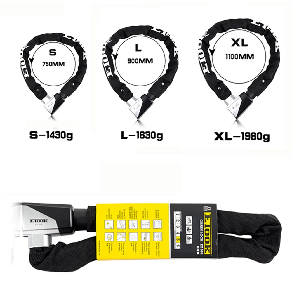 Bike Anti theft Chain lock with 900D Nylon Sleeve bike parts Cycling Accessories Parts Chain Link Locks