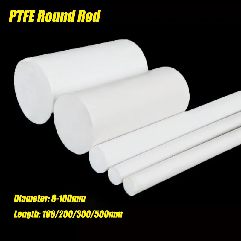 Barra redonda sólida branca do diâmetro 8-70mm da haste do Ptfe do poli tetrafluoroetileno Ptfe